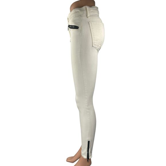 Rag & Bone Women's White Skinny Leg Mid Rise Zipper Biker Denim Jeans Pants 29 - Picture 2 of 6